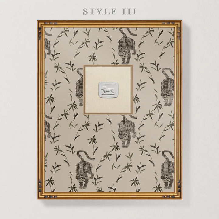 Framed Intaglio Wall Art - Stalking Tiger - Almond