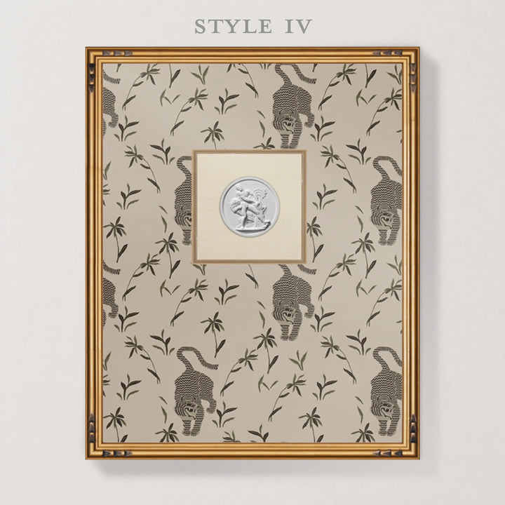 Framed Intaglio Wall Art - Stalking Tiger - Almond