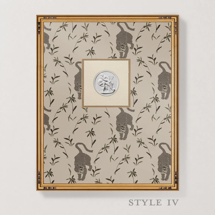 Framed Intaglio Wall Art - Stalking Tiger - Almond