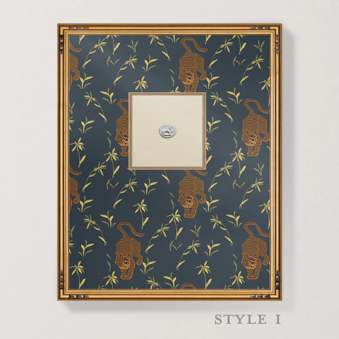 Framed Intaglio Wall Art - Stalking Tiger - Dark Moss