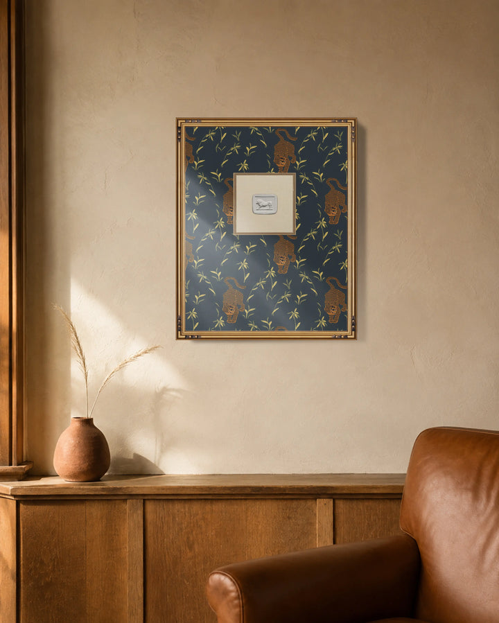 Framed Intaglio Wall Art - Stalking Tiger - Dark Moss