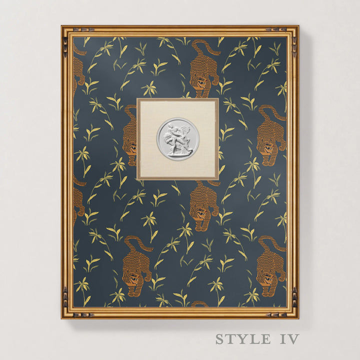 Framed Intaglio Wall Art - Stalking Tiger - Dark Moss