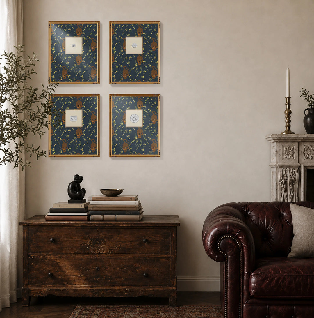 Framed Intaglio Wall Art - Stalking Tiger - Dark Moss
