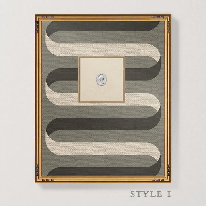 Framed Intaglio Wall Art - Folding Ribbon - Smokey Umber