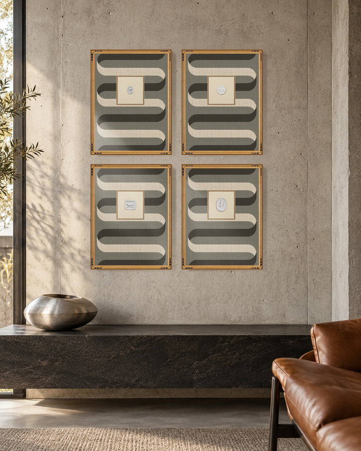 Framed Intaglio Wall Art - Folding Ribbon - Smokey Umber
