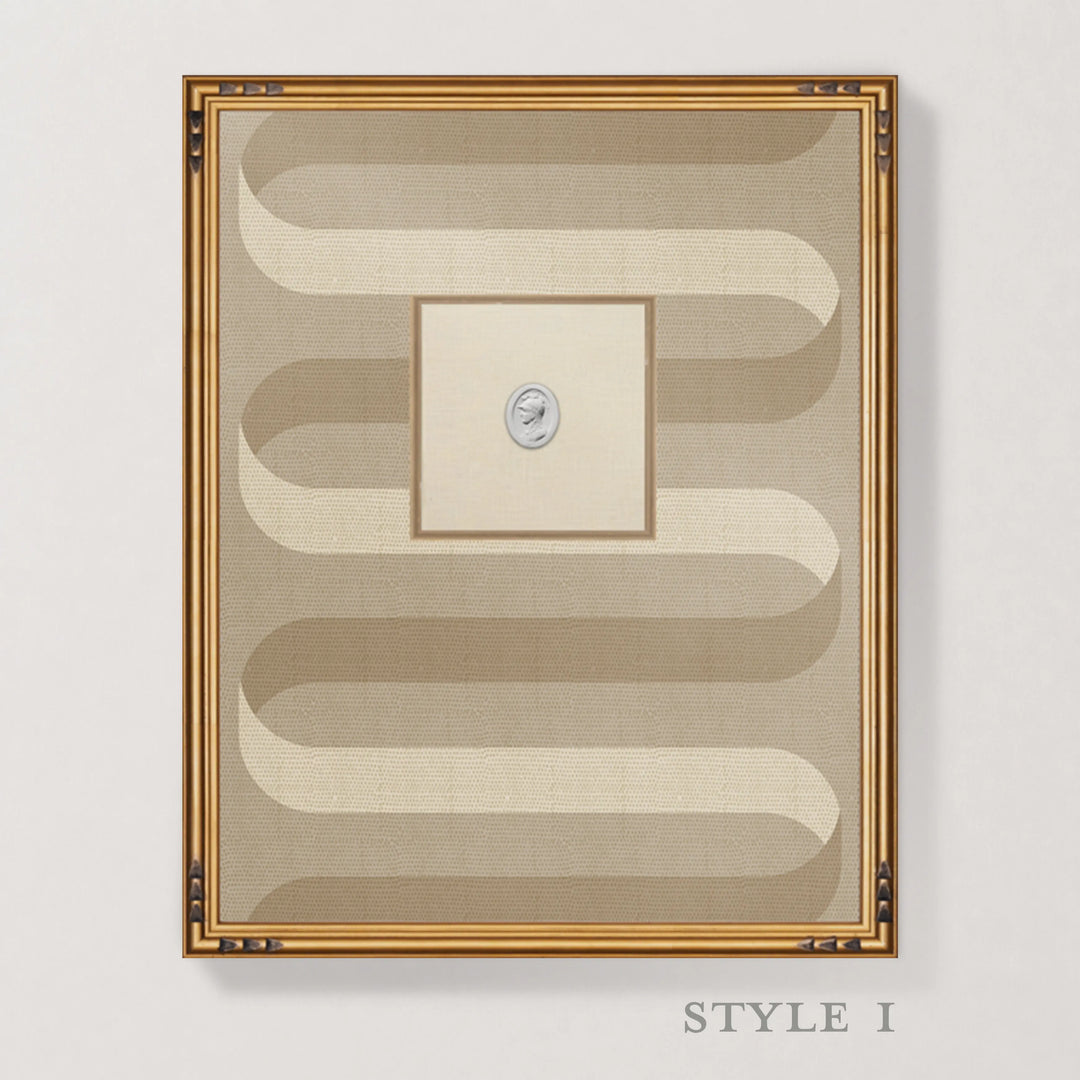 Framed Intaglio Wall Art - Folding Ribbon - Wheat