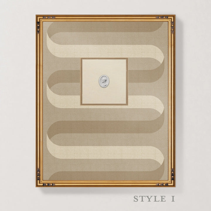 Framed Intaglio Wall Art - Folding Ribbon - Wheat