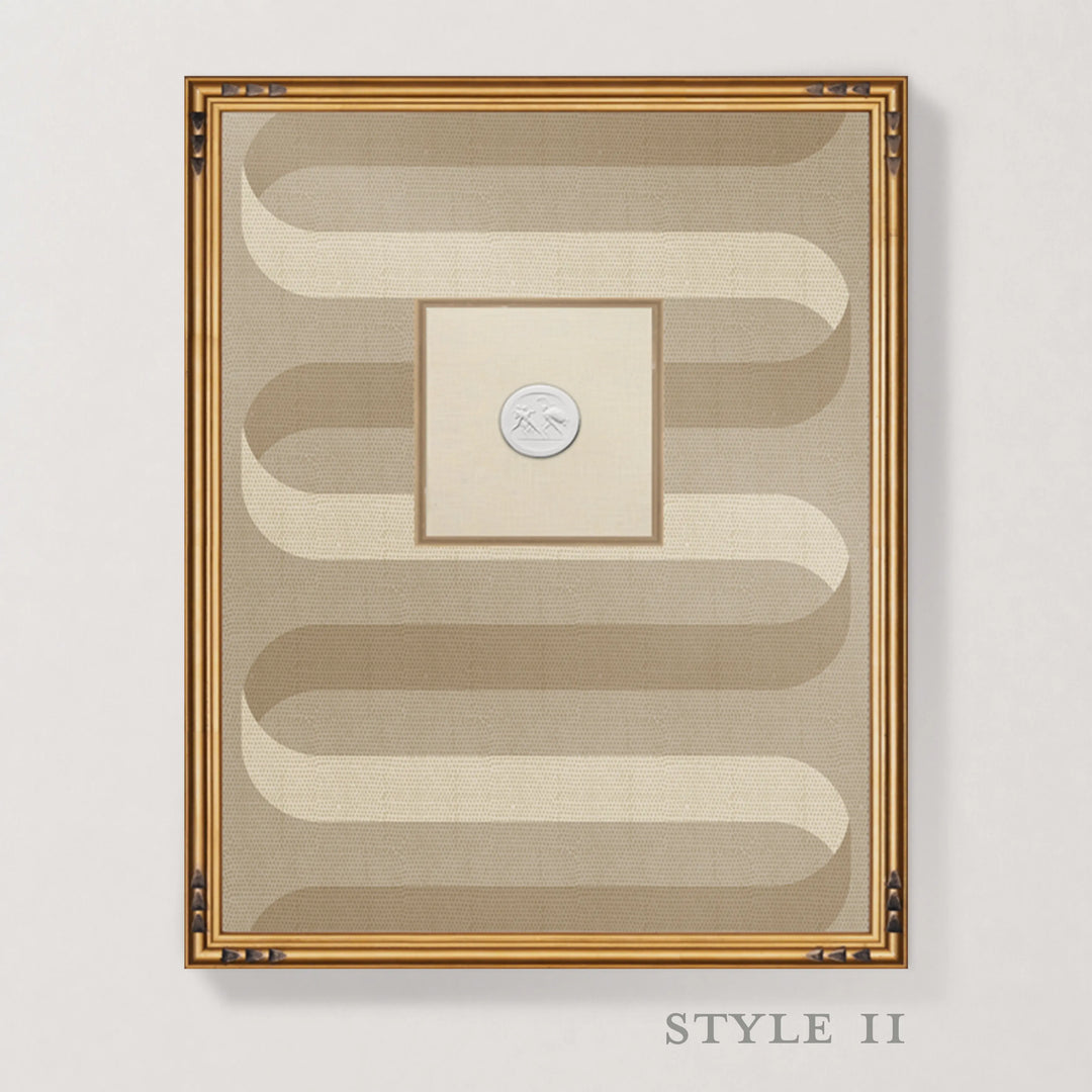 Framed Intaglio Wall Art - Folding Ribbon - Wheat