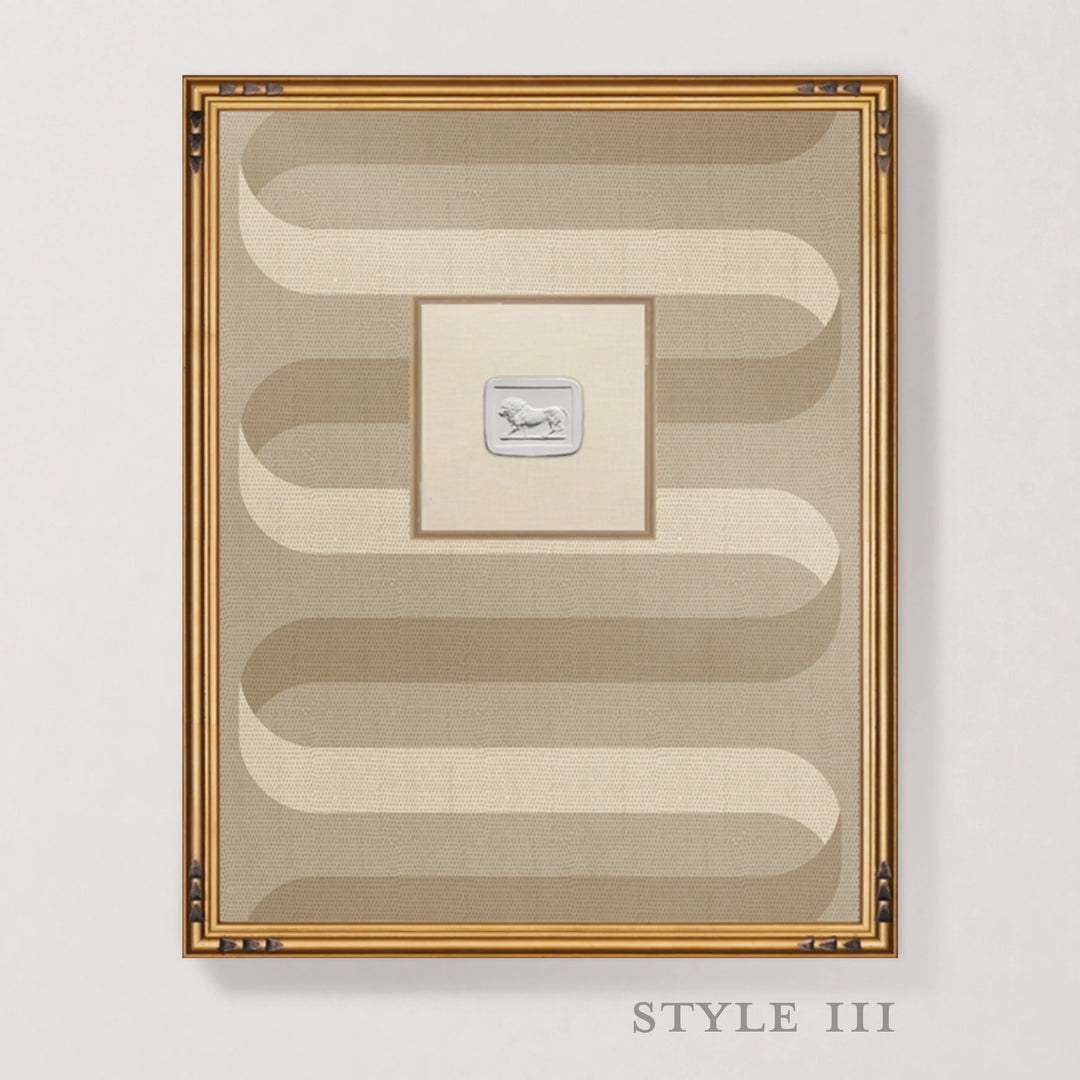 Framed Intaglio Wall Art - Folding Ribbon - Wheat