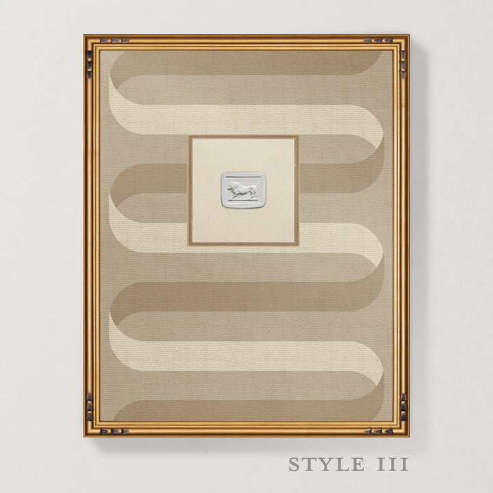 Framed Intaglio Wall Art - Folding Ribbon - Wheat