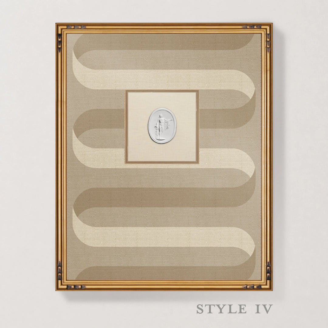 Framed Intaglio Wall Art - Folding Ribbon - Wheat