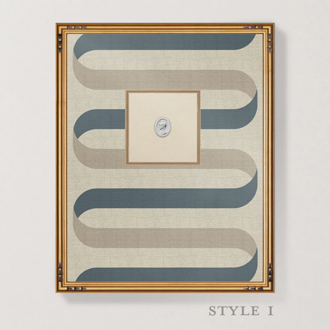 Framed Intaglio Wall Art - Folding Ribbon - Cotton Slate