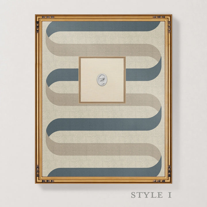 Framed Intaglio Wall Art - Folding Ribbon - Cotton Slate