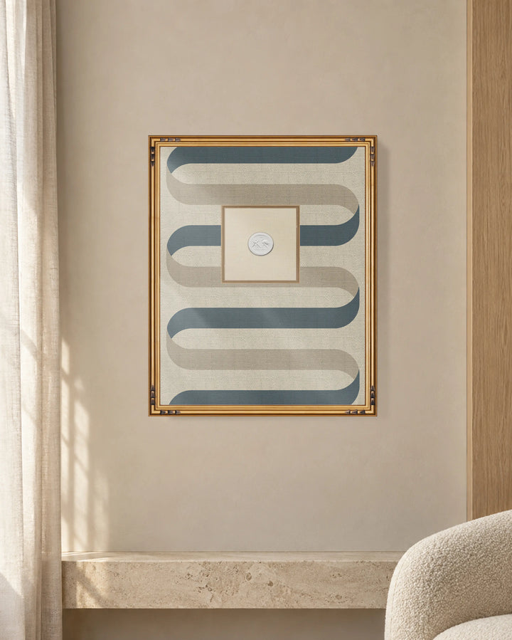 Framed Intaglio Wall Art - Folding Ribbon - Cotton Slate