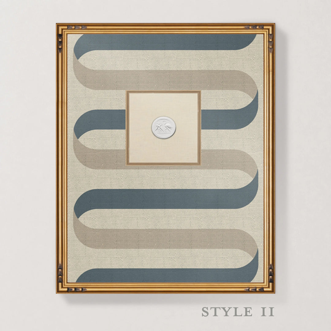 Framed Intaglio Wall Art - Folding Ribbon - Cotton Slate