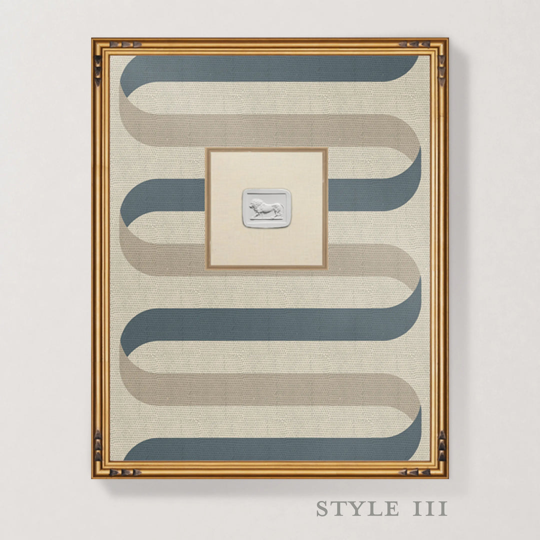 Framed Intaglio Wall Art - Folding Ribbon - Cotton Slate