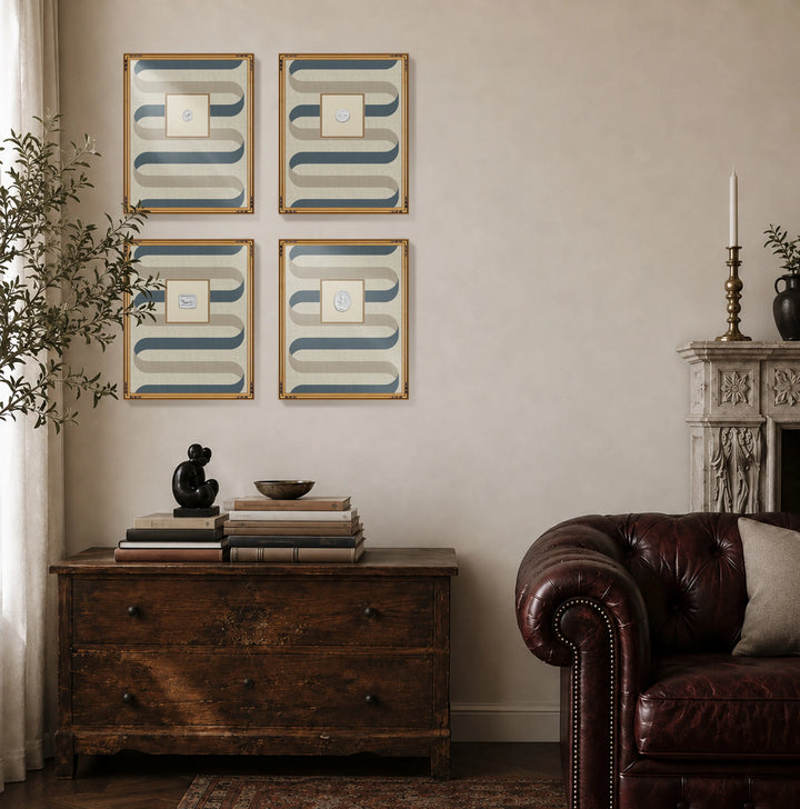 Framed Intaglio Wall Art - Folding Ribbon - Cotton Slate