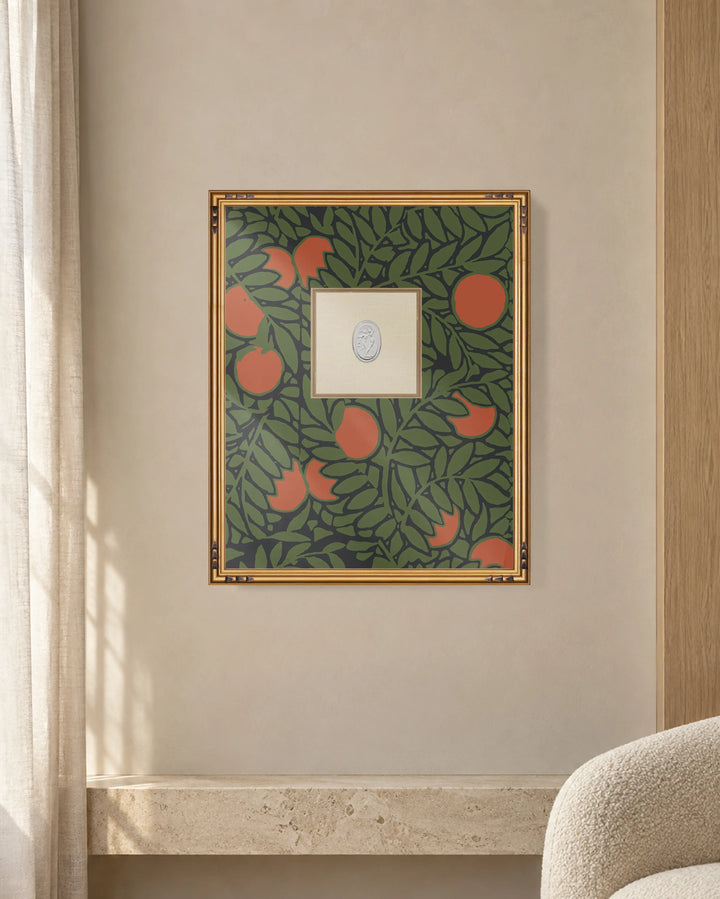 Framed Intaglio Wall Art - Orange Grove - Forest Green