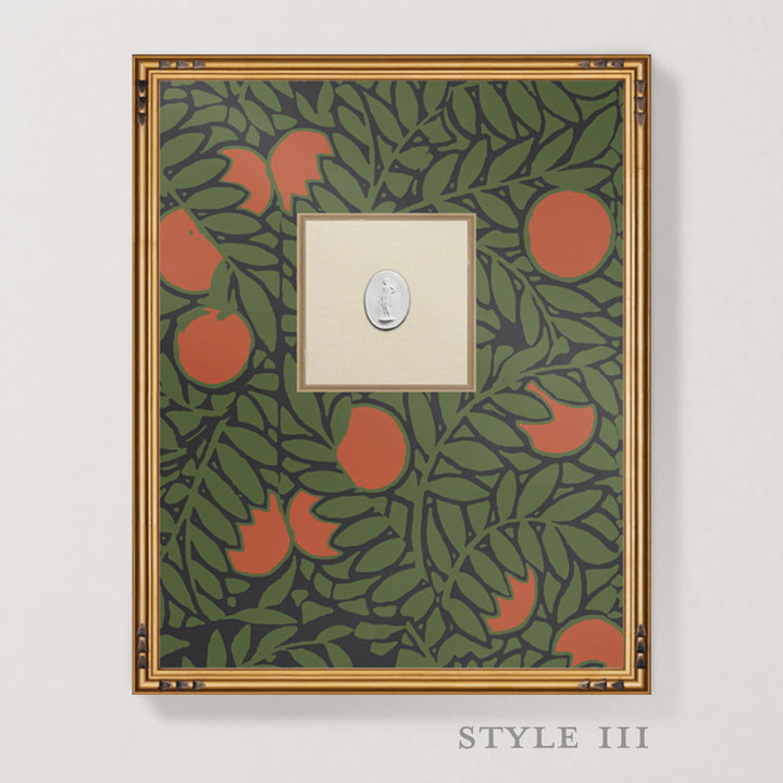 Framed Intaglio Wall Art - Orange Grove - Forest Green