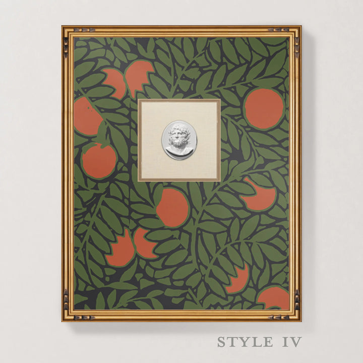 Framed Intaglio Wall Art - Orange Grove - Forest Green