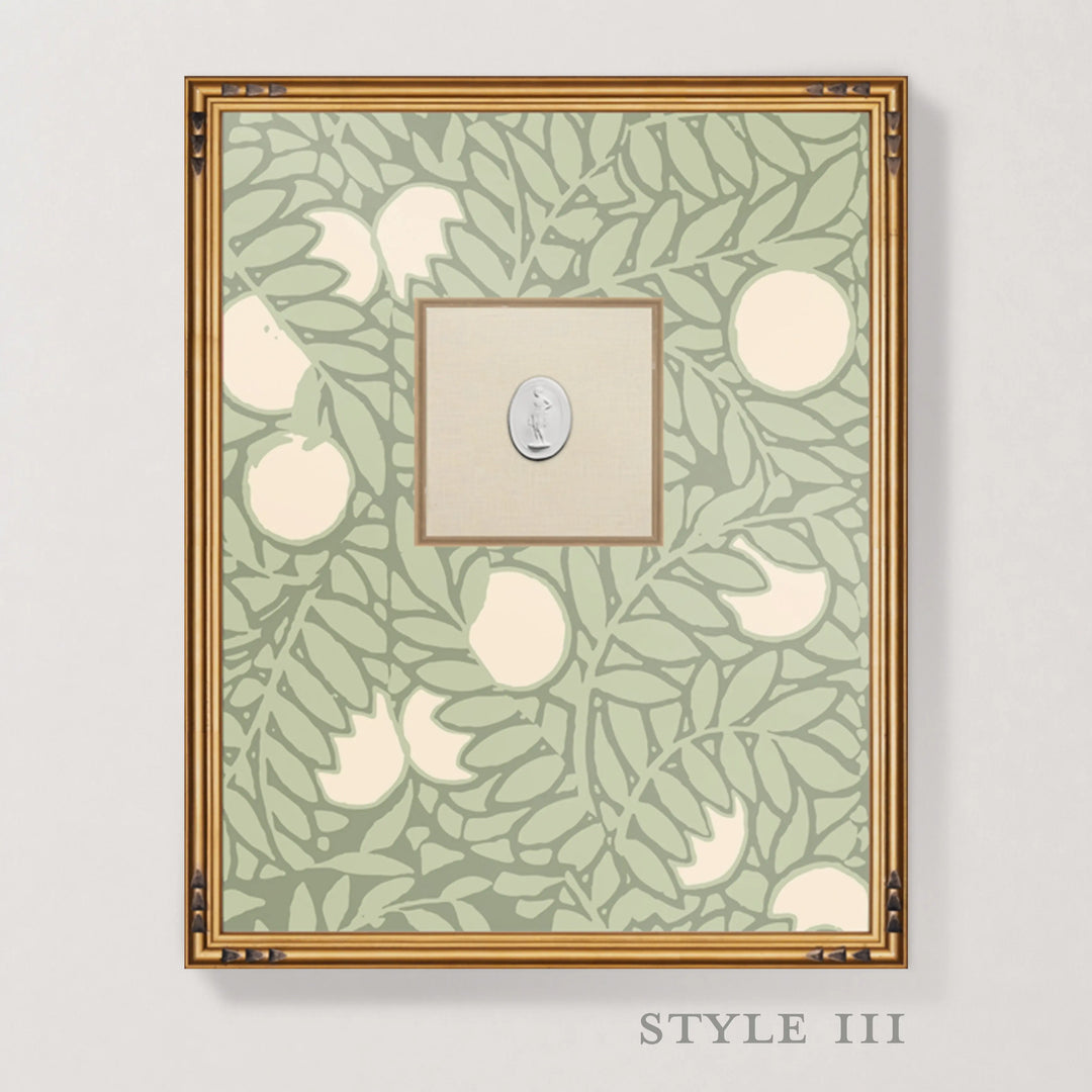 Framed Intaglio Wall Art - Orange Grove - Pale Green