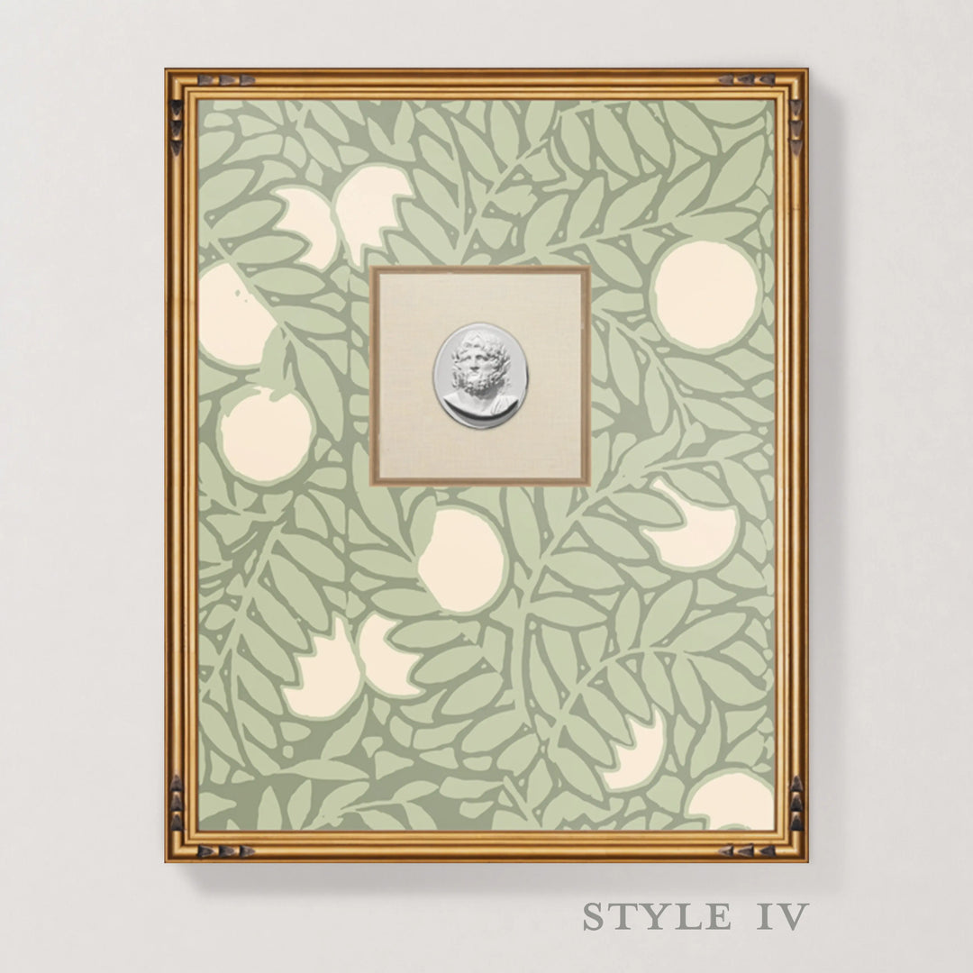 Framed Intaglio Wall Art - Orange Grove - Pale Green