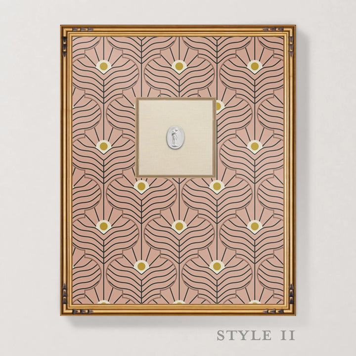 Framed Intaglio Wall Art - Moroccan Peacock - Peach Blush