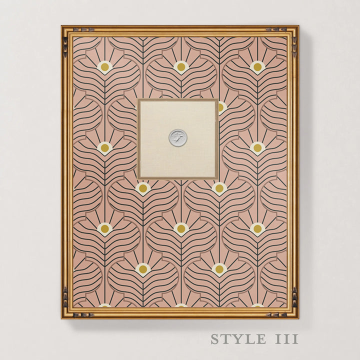 Framed Intaglio Wall Art - Moroccan Peacock - Peach Blush