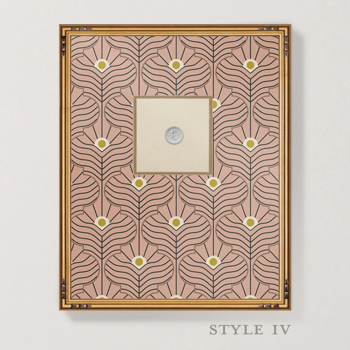 Framed Intaglio Wall Art - Moroccan Peacock - Peach Blush