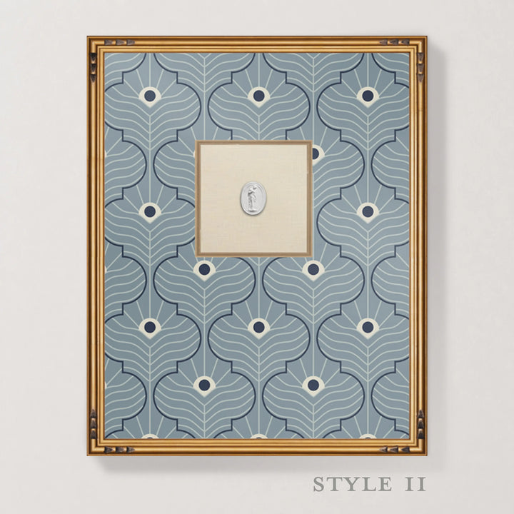 Framed Intaglio Wall Art - Moroccan Peacock - Lacquered Blues
