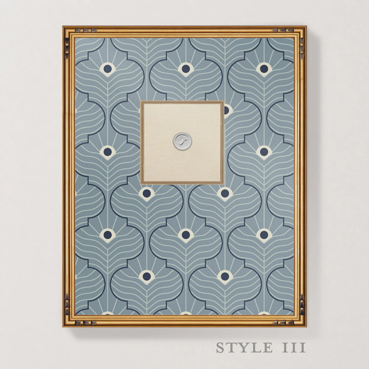 Framed Intaglio Wall Art - Moroccan Peacock - Lacquered Blues
