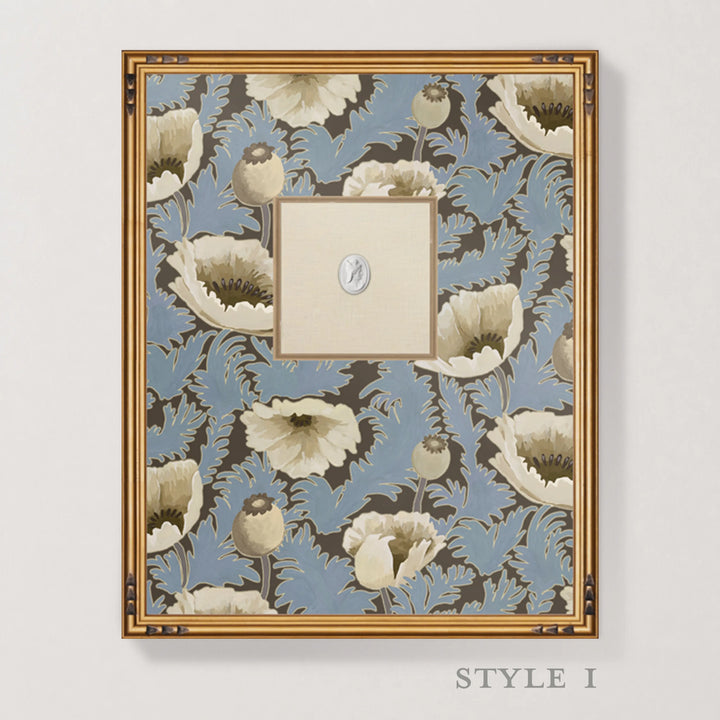 Framed Intaglio Wall Art - Poppy Bloom - Brownstone Blue