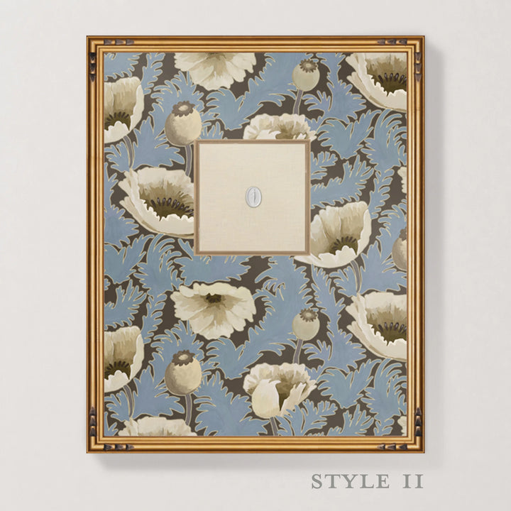 Framed Intaglio Wall Art - Poppy Bloom - Brownstone Blue