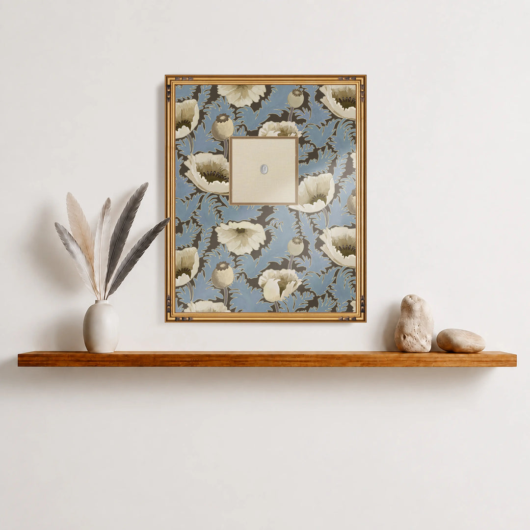 Framed Intaglio Wall Art - Poppy Bloom - Brownstone Blue