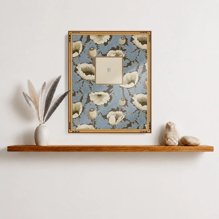 Framed Intaglio Wall Art - Poppy Bloom - Brownstone Blue