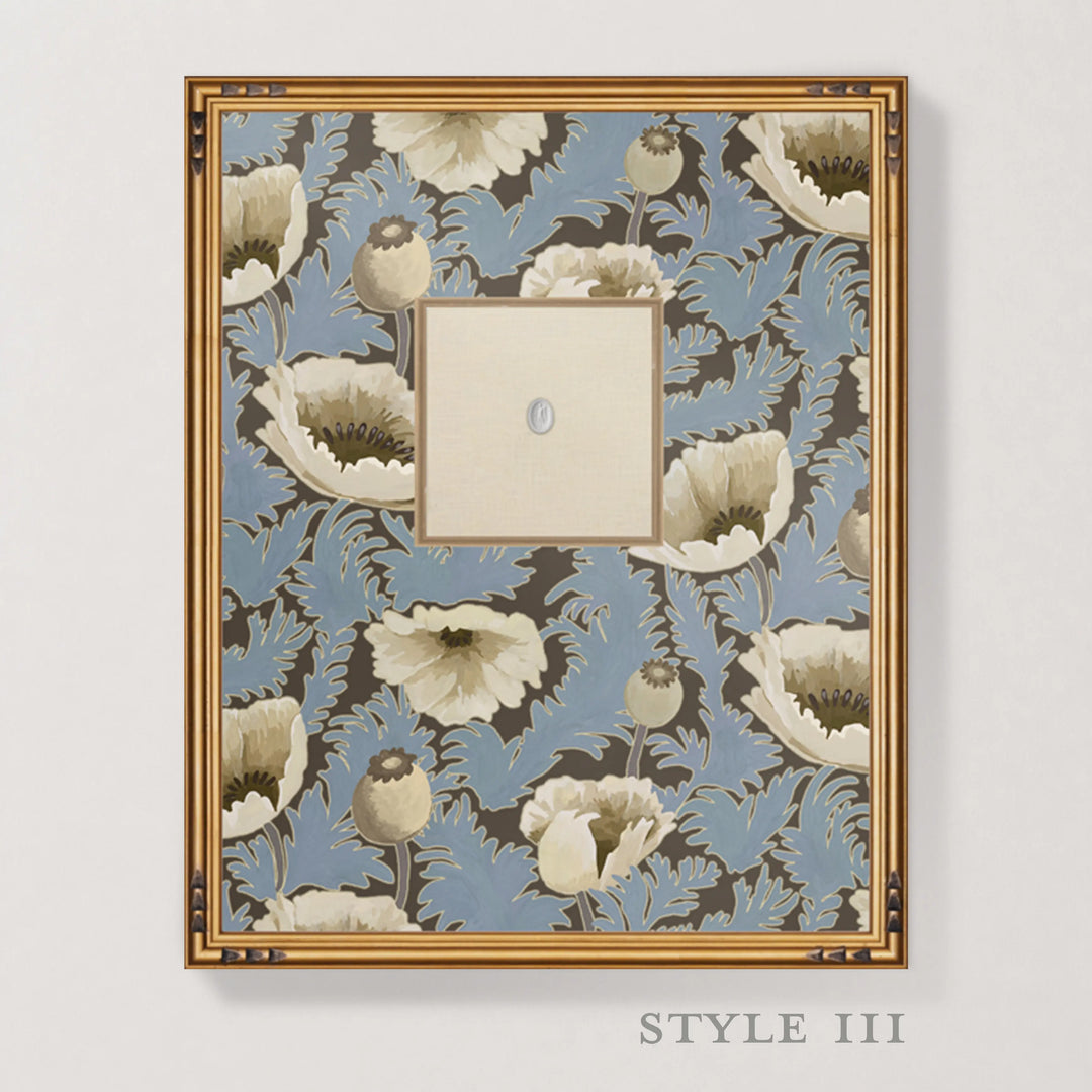 Framed Intaglio Wall Art - Poppy Bloom - Brownstone Blue