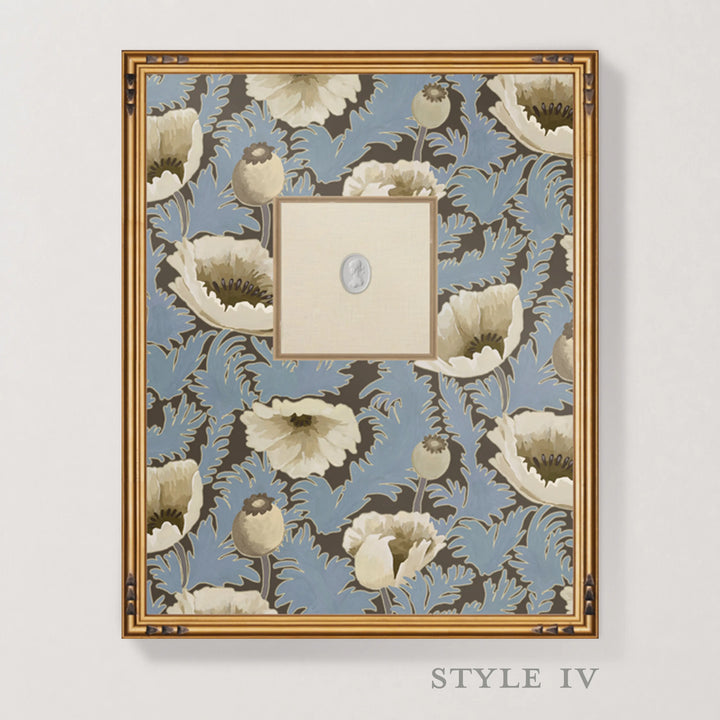 Framed Intaglio Wall Art - Poppy Bloom - Brownstone Blue
