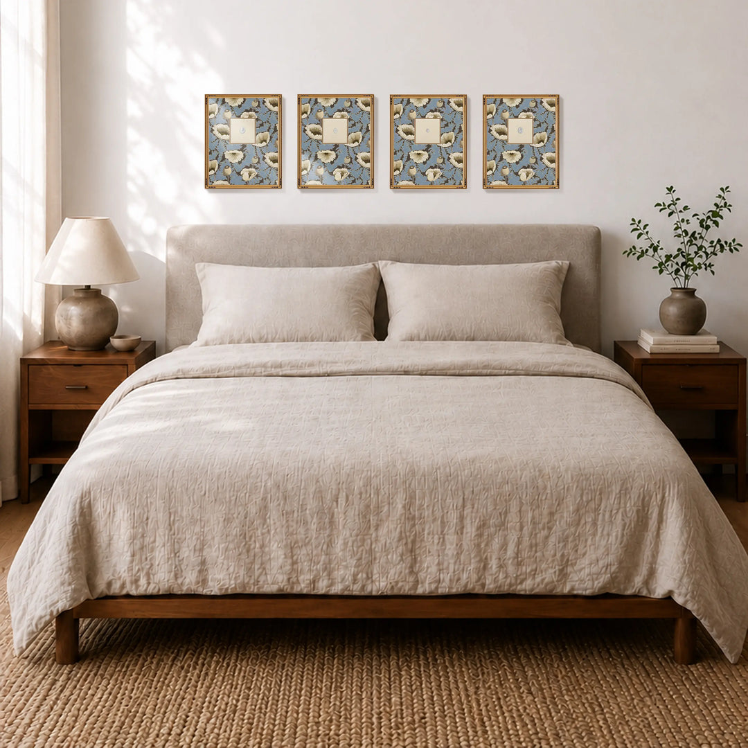 Framed Intaglio Wall Art - Poppy Bloom - Brownstone Blue