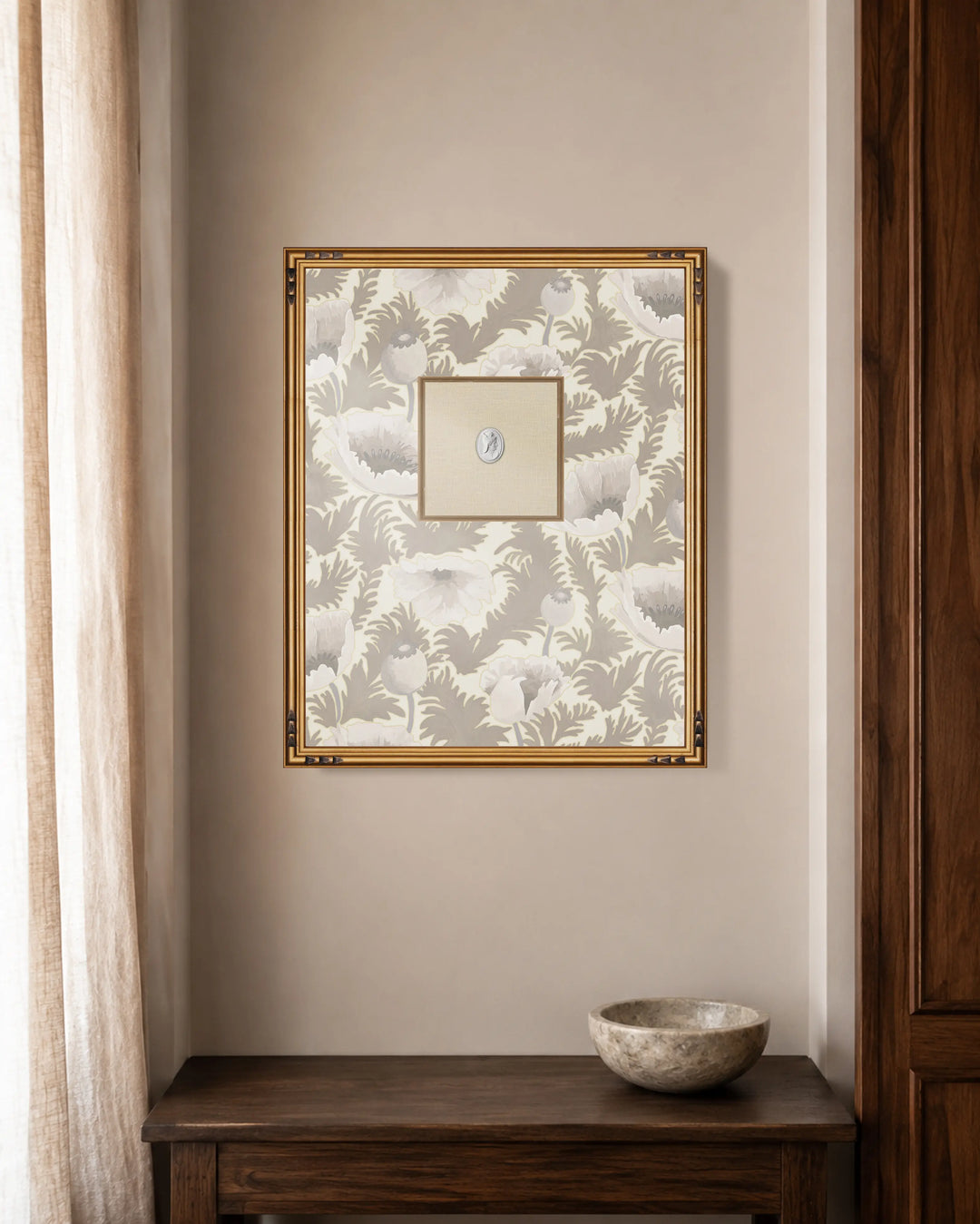 Framed Intaglio Wall Art - Poppy Bloom - Desert Linen