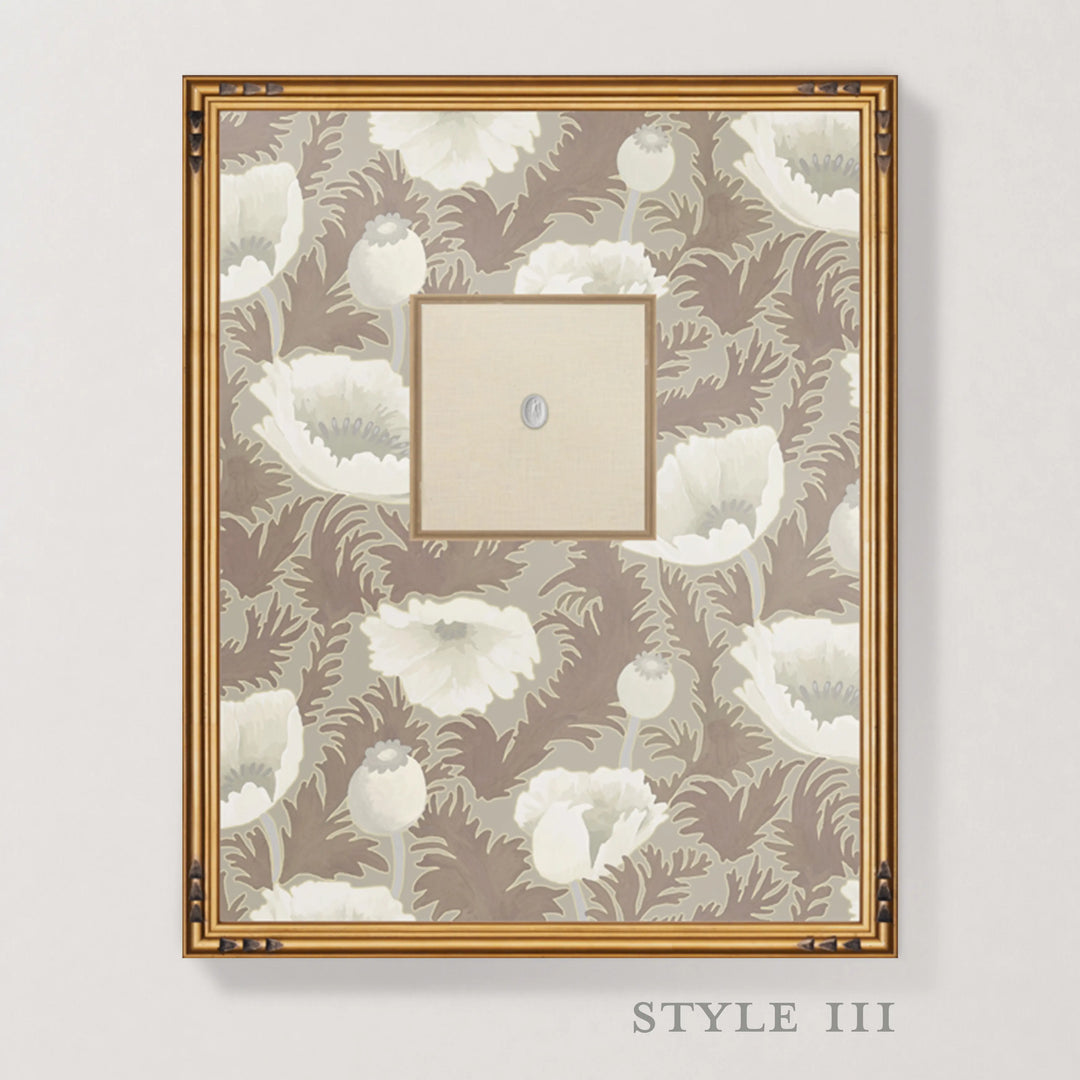 Framed Intaglio Wall Art - Poppy Bloom - Earthen Taupe