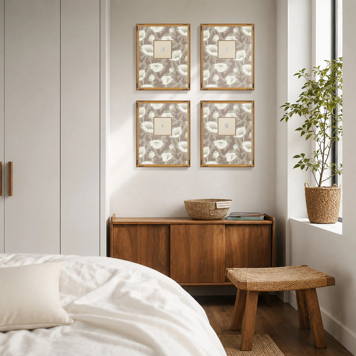 Framed Intaglio Wall Art - Poppy Bloom - Earthen Taupe