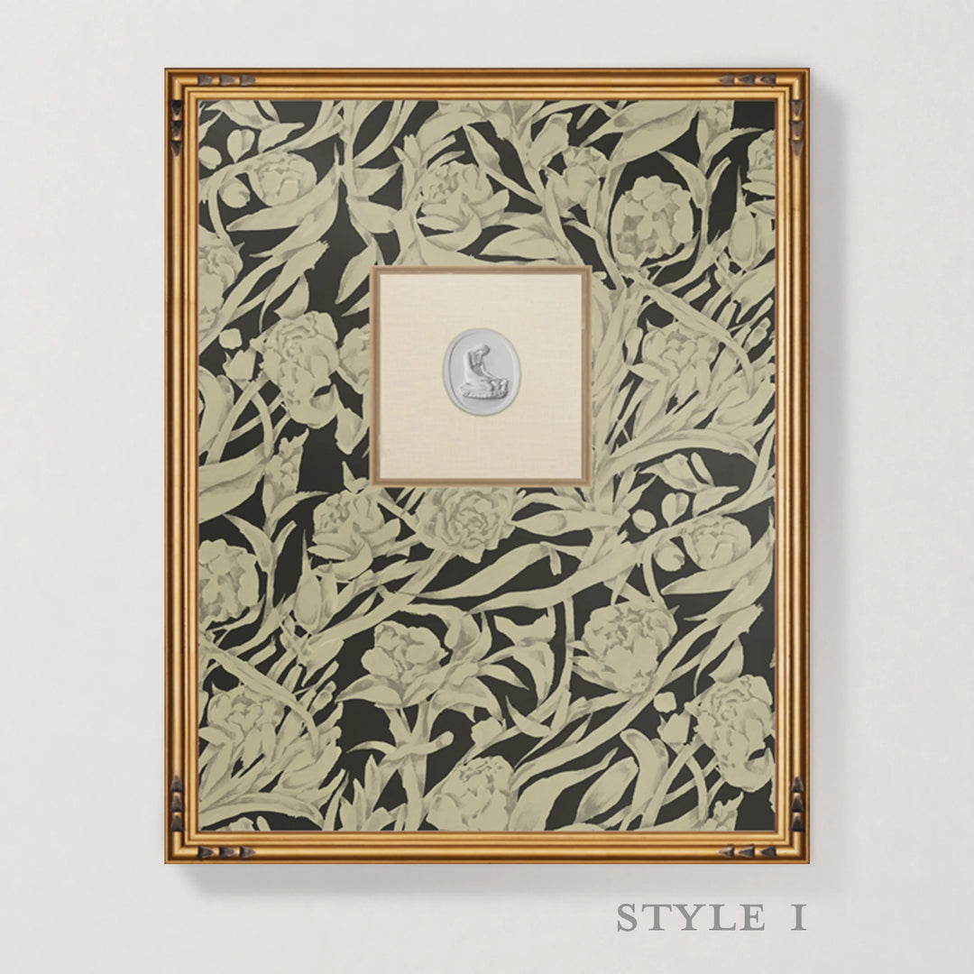 Framed Intaglio Wall Art - Wandervine - Ebony Taupe