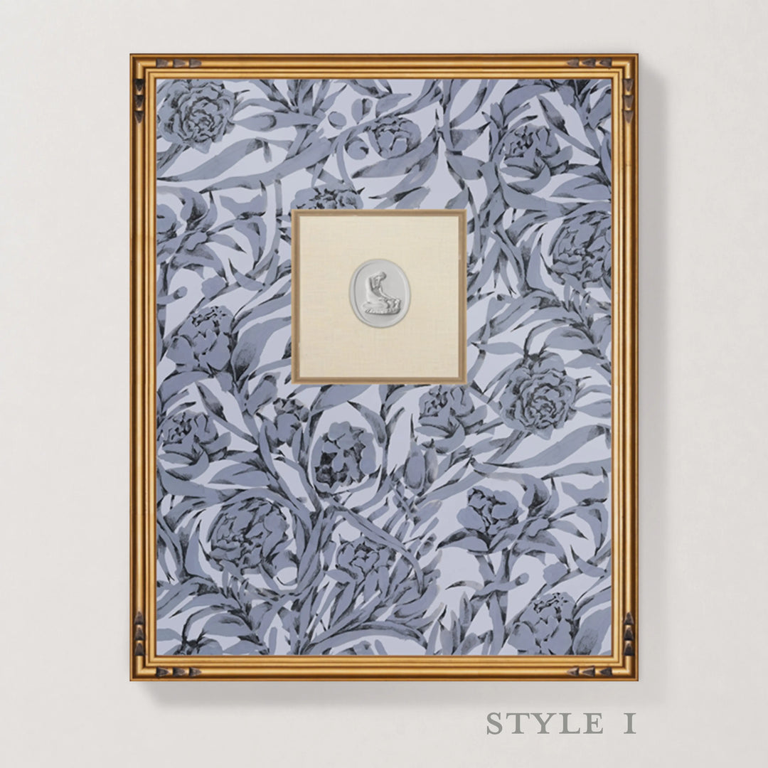 Framed Intaglio Wall Art - Wandervine - Glacial Gray