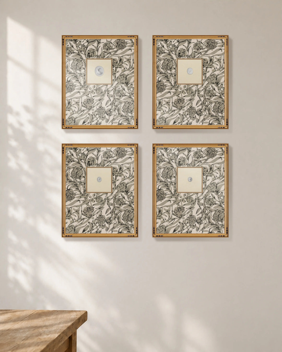 Framed Intaglio Wall Art - Wandervine - Newsprint Beige