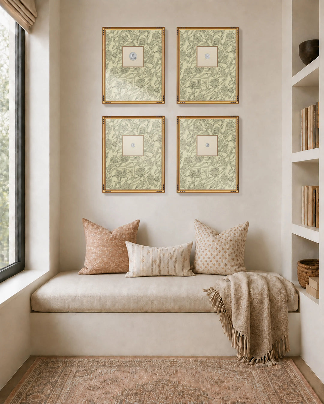 Framed Intaglio Wall Art - Wandervine - Raw Linen
