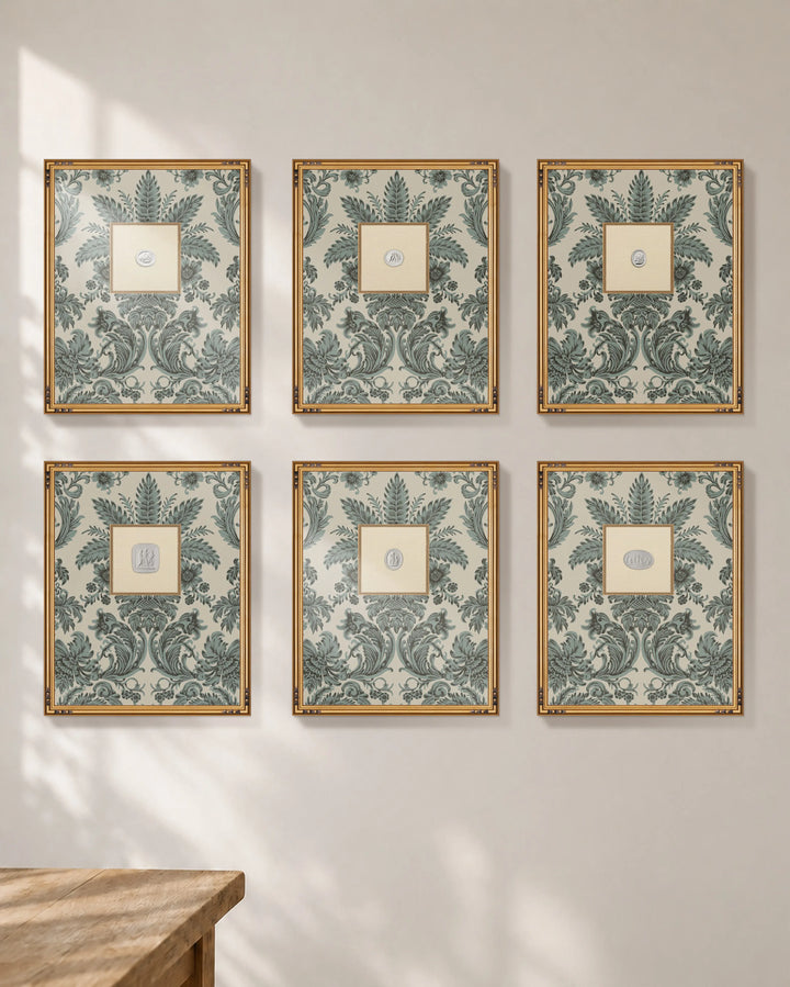 Framed Intaglio Wall Art - Parlor Paper - Celadon
