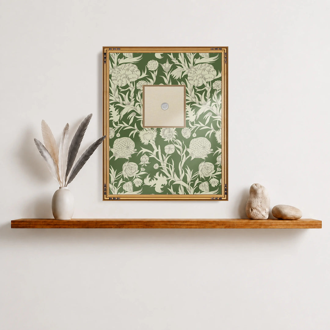 Framed Intaglio Wall Art - Blooming Thicket - Emerald