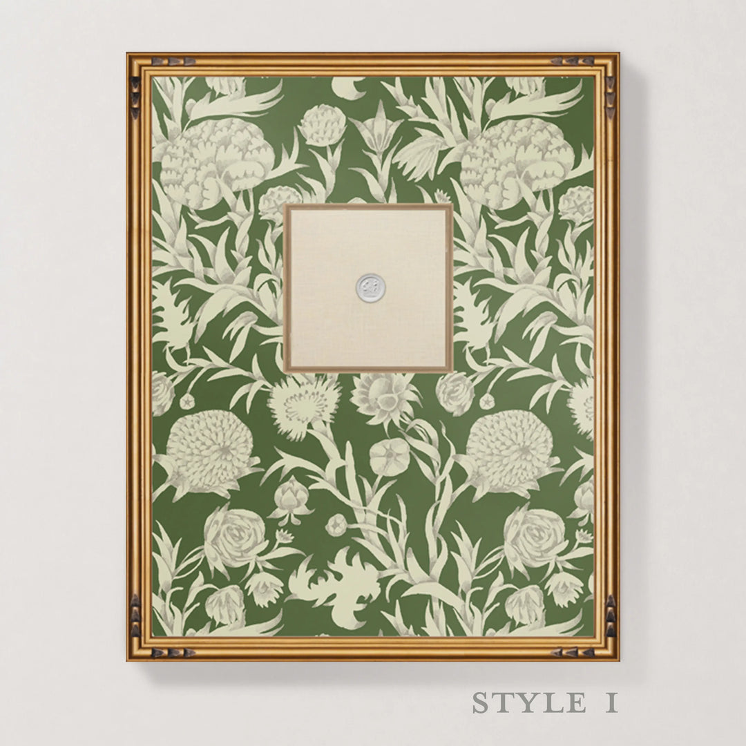 Framed Intaglio Wall Art - Blooming Thicket - Emerald