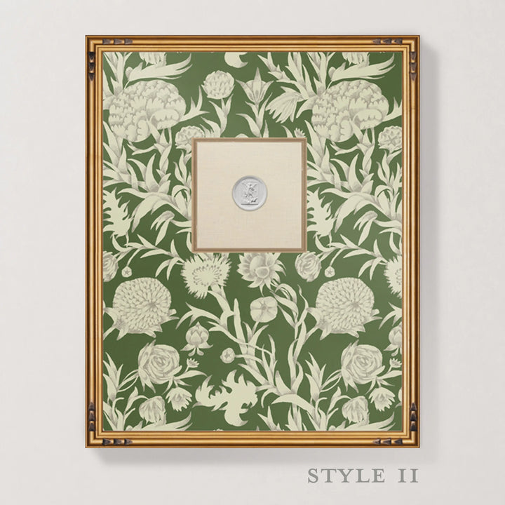 Framed Intaglio Wall Art - Blooming Thicket - Emerald