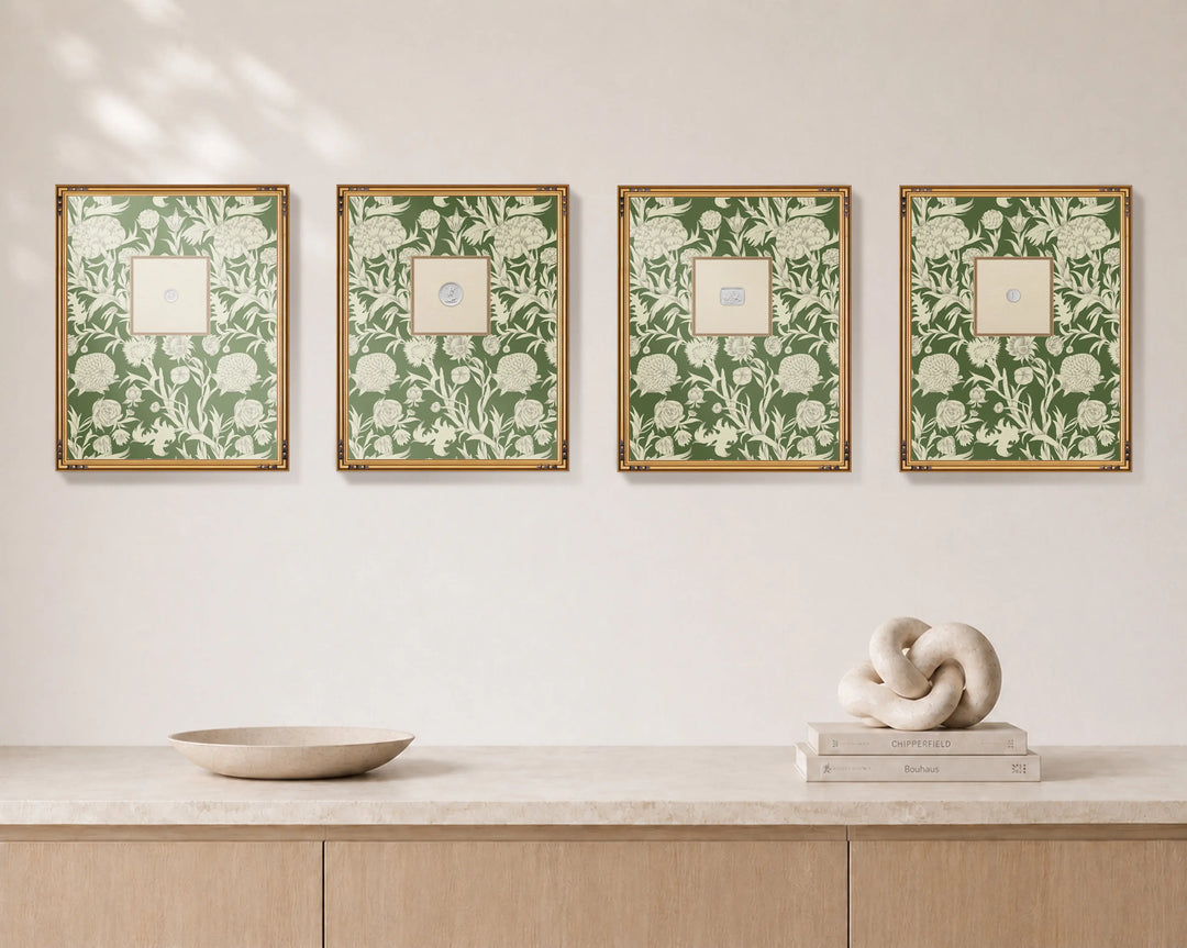 Framed Intaglio Wall Art - Blooming Thicket - Emerald